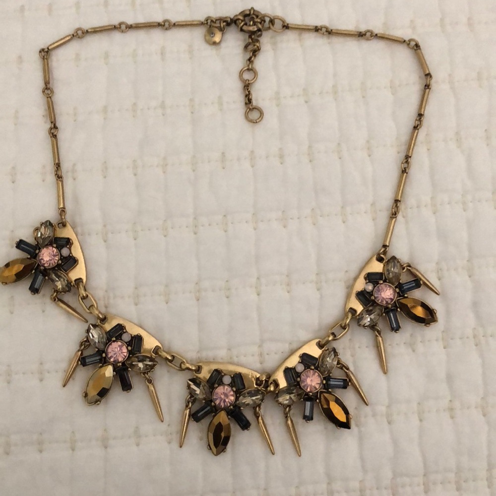 J Crew Gold and Pink Statement Necklace
